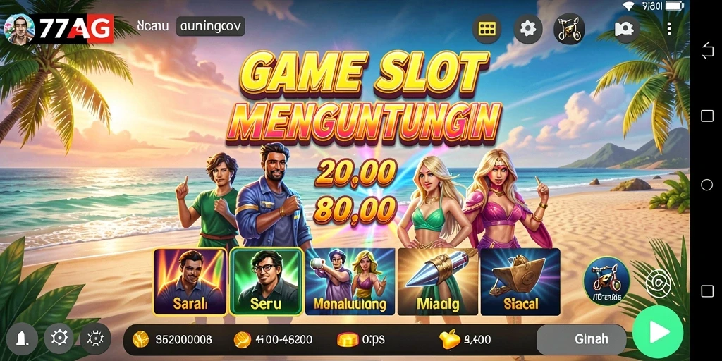 Tampilan dinamis dan seru dari gameplay Slot 77AG.