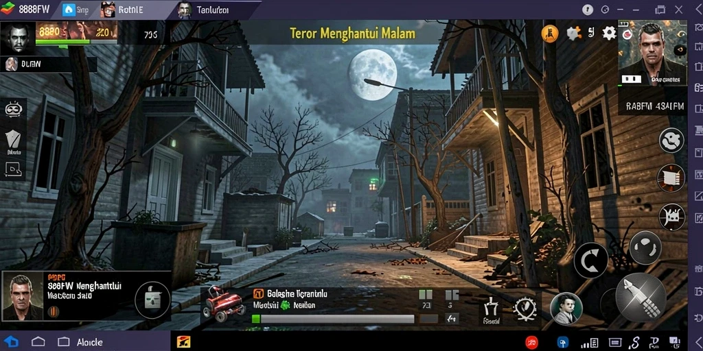 Tangkapan layar gameplay <strong>888FW</strong> menunjukkan suasana yang mencekam dan mengerikan.