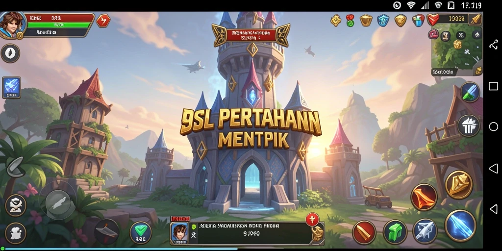 Gameplay menegangkan di 9SL dengan menara dan gelombang musuh.