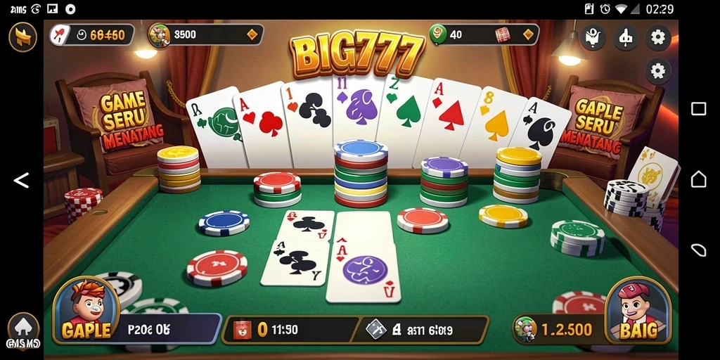 Tampilan gameplay Gaple yang mengasyikkan dan intuitif di BIG777.