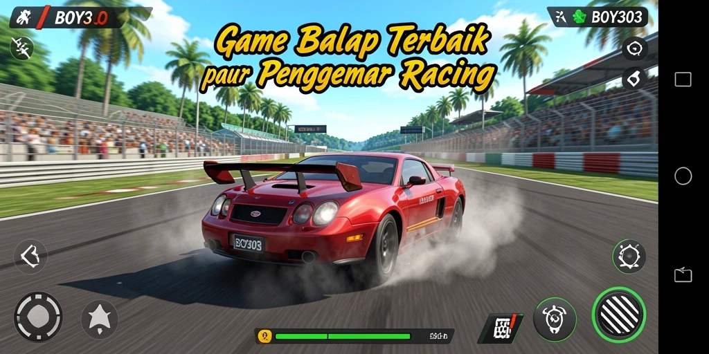 Tampilan gameplay BOY303 yang mendebarkan saat balapan di lintasan.