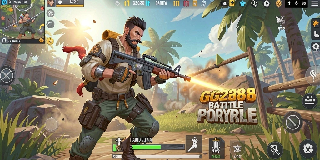 Tampilan gameplay seru di GG288 dengan pertarungan Battle Royale.