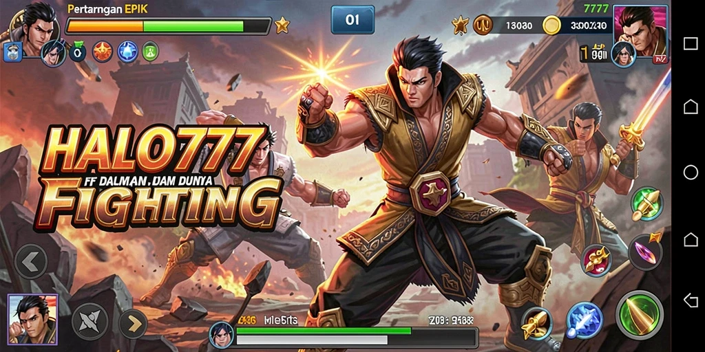 Tampilan gameplay seru HALO777 dalam pertempuran Fighting.