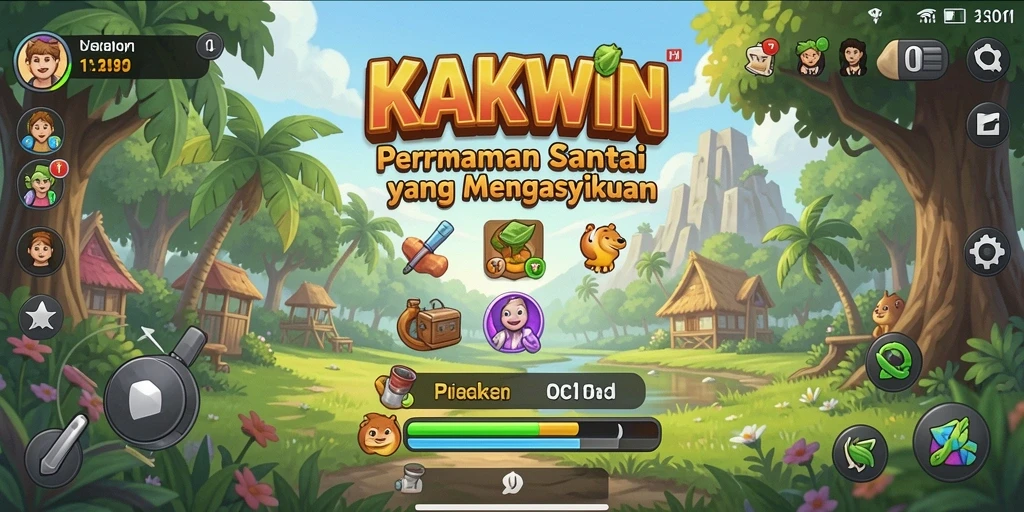 Tampilan gameplay KAKWIN yang penuh warna dan interaktif.