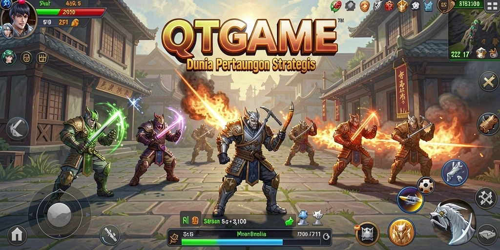 Screenshot QTGAME menampilkan pertempuran strategis yang mendebarkan.