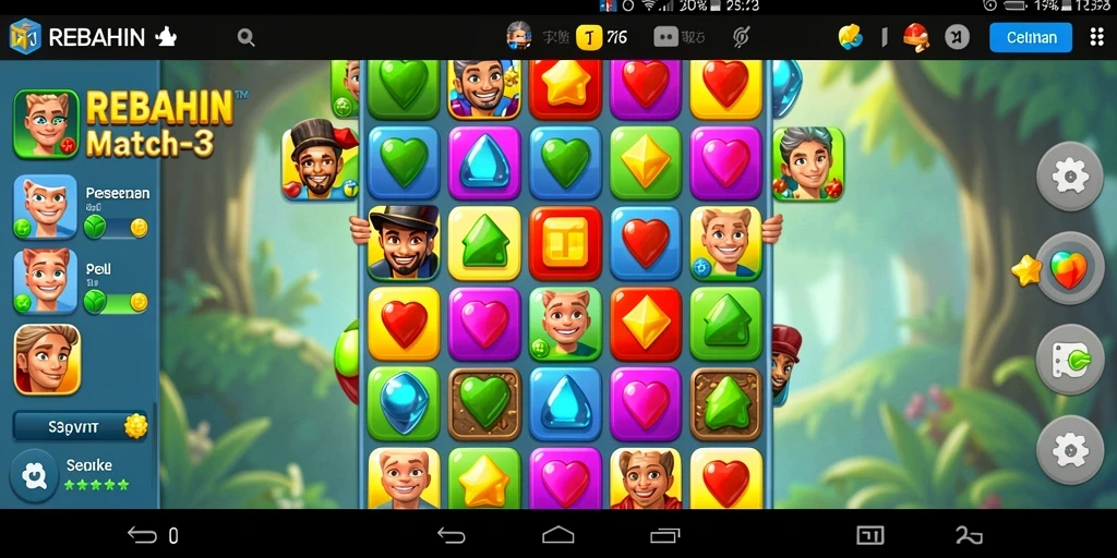 Screenshot gameplay seru dalam REBAHIN dengan tantangan Match-3.